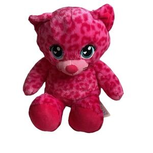 Build A‎ Bear BABW Pink Leopard Plush Stuffed Animal Blue Eyes Kitty Cat